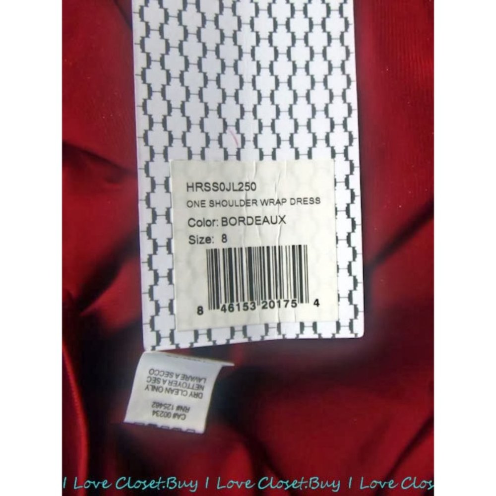 NWT $525 Halston Heritage One Shoulder Wrap Bordeaux Pink 70's Lamé Dress Sz 2 8 - Picture 10 of 14